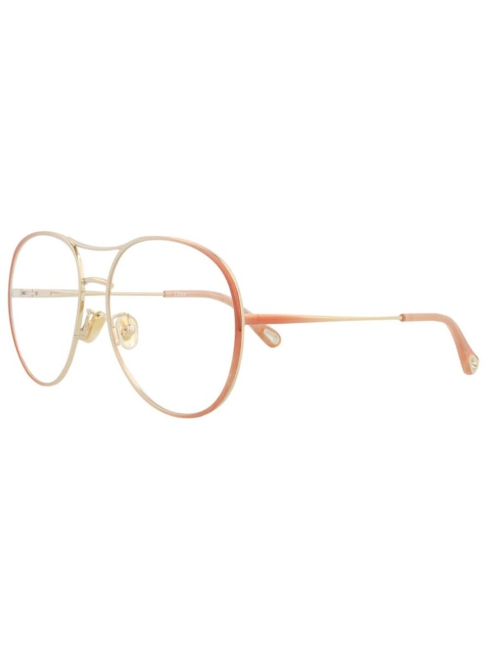 New Chloé Women's Eyeglasses Aviator Metal Frame Nude Nude Transparent